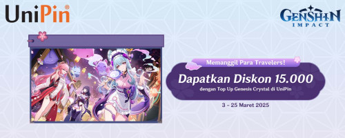 [Genshin Impact] Dapatkan Diskon 15.000 dengan Top Up Genesis Crystal di UniPin